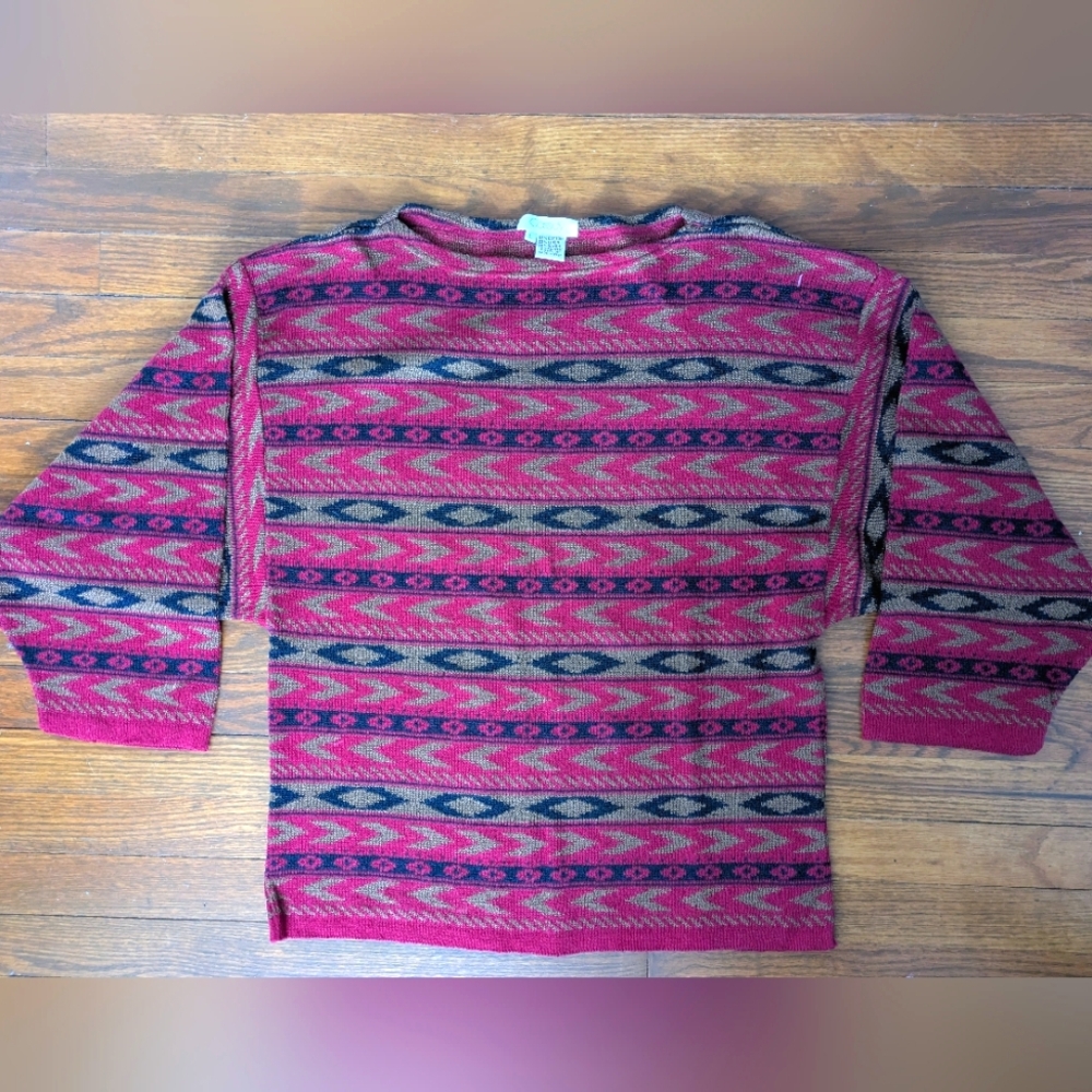 Vintage Cassidy Sweater Aztec Southwestern Dolman Cotton Linen L